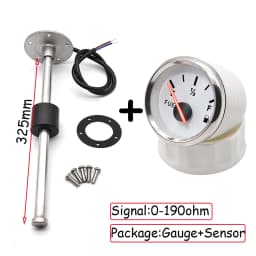 100-500mm Stainless Steel Marine Fuel Level Gauge Sensor Fit Boat Car Fuel Level Gauge Meter 0-190 ohm with Red Backlight 9-32V