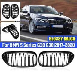Glossy Black Car Front Kidney Grille Grill For BMW 5 Series M5 G30 G31 G38 520i 530i 540i 2017-2020 2-Slat Front Bumper Grill