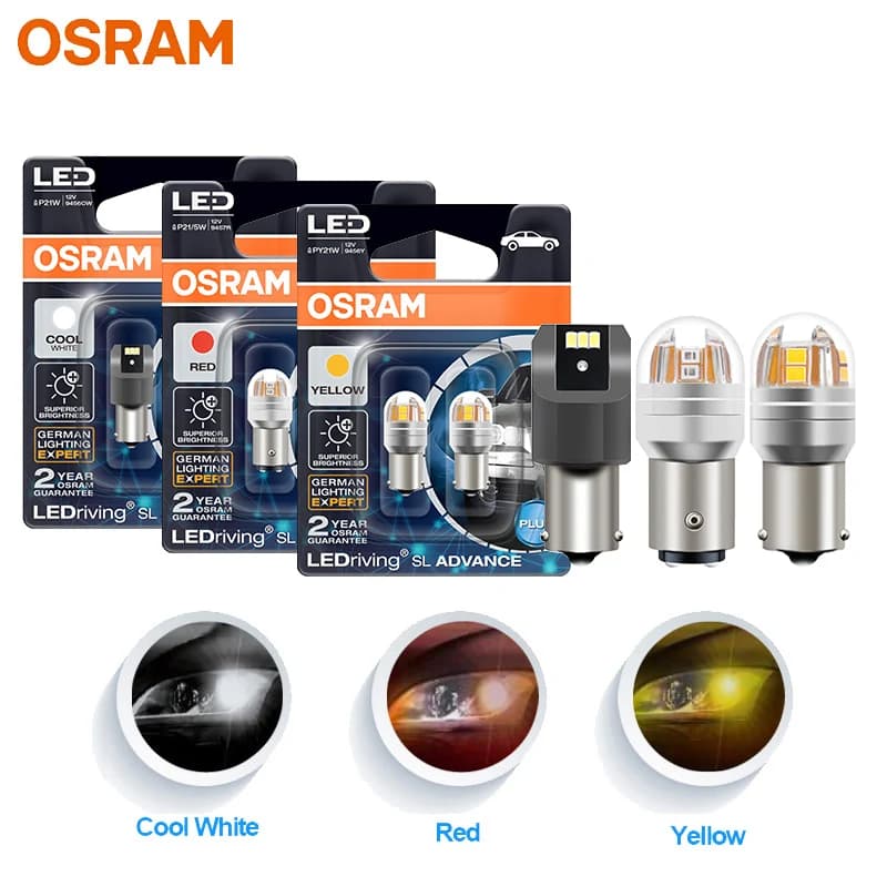 OSRAM Upgrade LED Signal Light S25 P21W PY21W P21/5W LEDriving SL Advance 1156 1157 LED Car Fog Bulb Brake Position Stop Lamp 2X