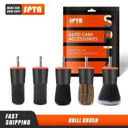 SPTA 5PCS Mix Bristle Detail Brush Attachment Set Power Scrubber Cleaning Kit for Cordless Drill
