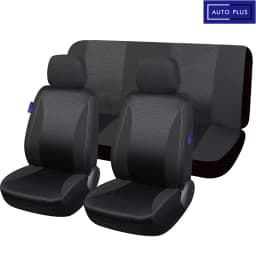 AUTO PLUS Checkered Polyester Patchwork Mesh Fabric Universal Unisex Car Seat Covers Set Accessories Interior With Sponge