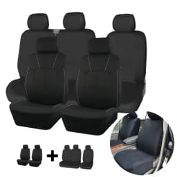AUTOKING Black Universal Seat Covers For Car 2+1 Type Split Car Seat Cover High Quality Polyester With Airbag Compatible