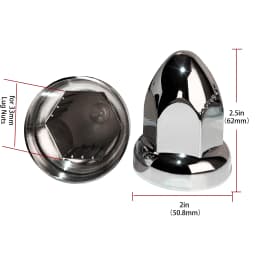 20PCS 33mm Chrome Lug Nut Covers Push On,ABS Chrome Plastic Push-on Bullet Flanged Lug Nut Covers for Semi Trucks