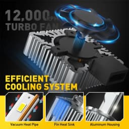 AUXITO 2Pcs Turbo D1S LED Headlight Bulbs D2S D4S D3S LED Headlamps 6000K White 30000LM 120W Car Head Lamp Replacement Bulbs