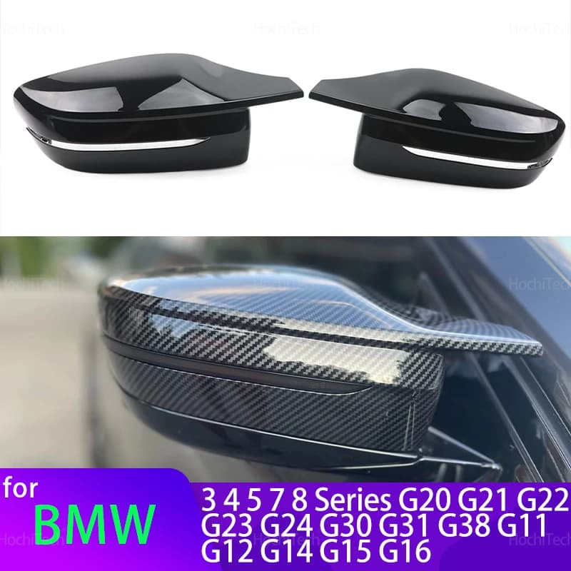 For BMW 3 4 5 7 8 Series G20 G21 G30 G38 G22 G23 G11 G12 G15 G16 Carbon Fiber Glossy Black Replacement Side Mirror Covers Cap