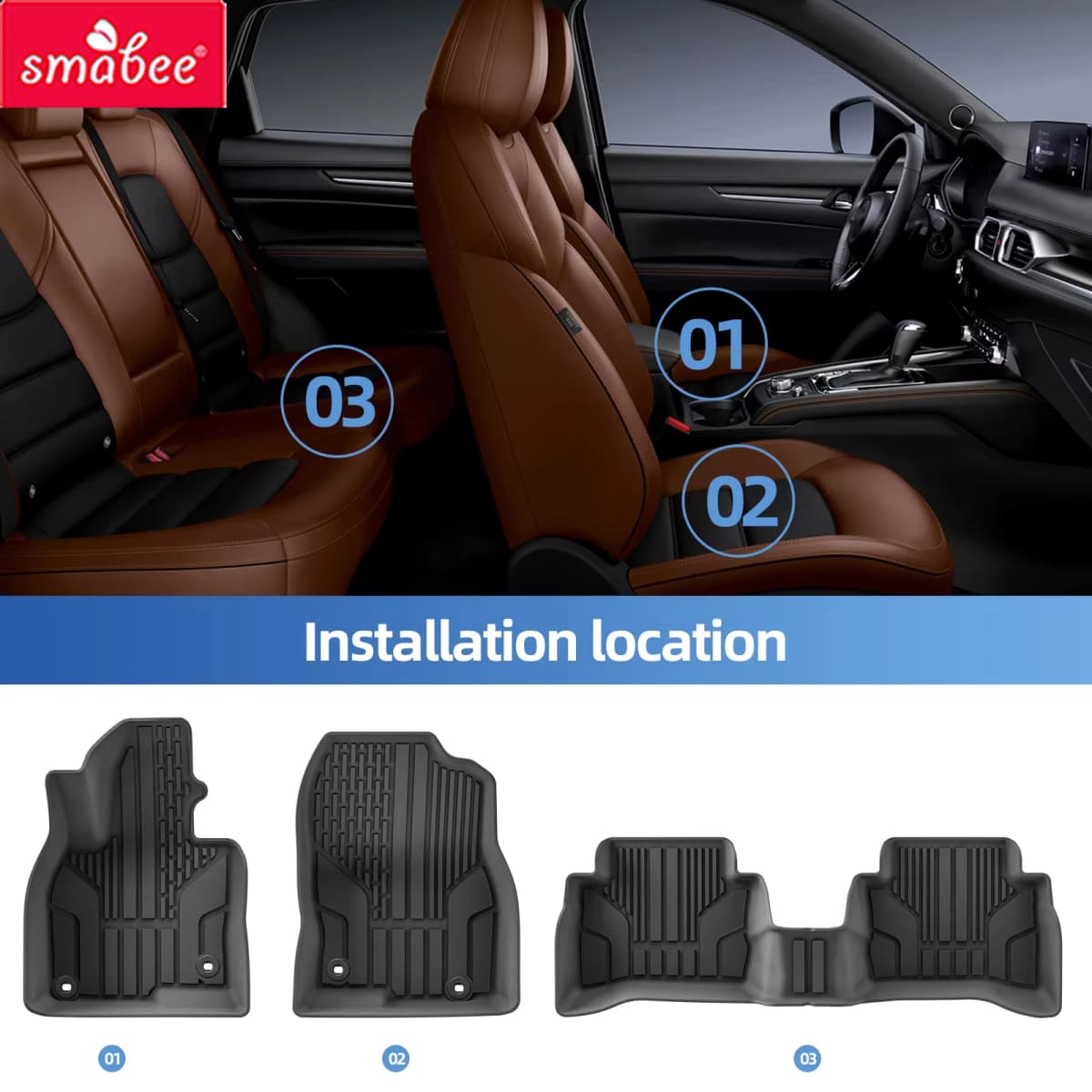 Smabee Left Drive for Mazda CX-5 CX5 2017-2024 2025 US Version TPE Car All -Weather Floor Mats Cargo Liner Trunk Pad Accessories