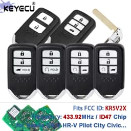 KEYECU 434MHz ID47 FCC ID: KR5V2X 2 / 3 / 4 Buttons Keyless Remote Car Key Fob for Honda CR-V HR-V Pilot City Jazz Civic Grace