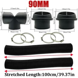 42mm 60mm 75mm 90mm Car Air Diesel Parking Heater 2x Air Outlet Vent + T/YPiece + Duct Pipe + 2x Clamps For Webasto Eberspacher