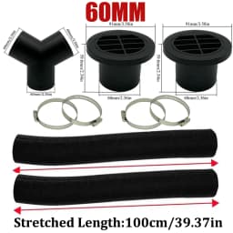 42mm 60mm 75mm 90mm Car Air Diesel Parking Heater 2x Air Outlet Vent + T/YPiece + Duct Pipe + 2x Clamps For Webasto Eberspacher