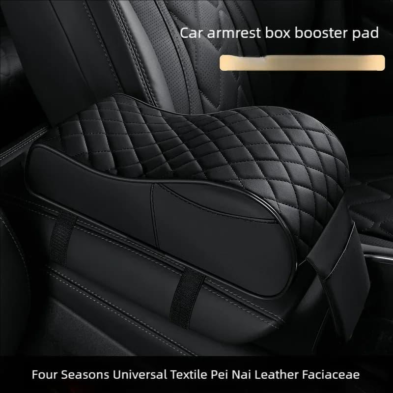Quilted Memory Foam Car Center Console Armrest Pad - All Weather Height Adjustable Auto Accessory