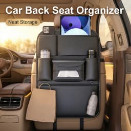 JFBONIN Car Seat Back Organizer - High-Capacity Multi-Pocket Backseat Storage Bag Wear-Resistant Anti-Kick Mat for Vehicle Inter