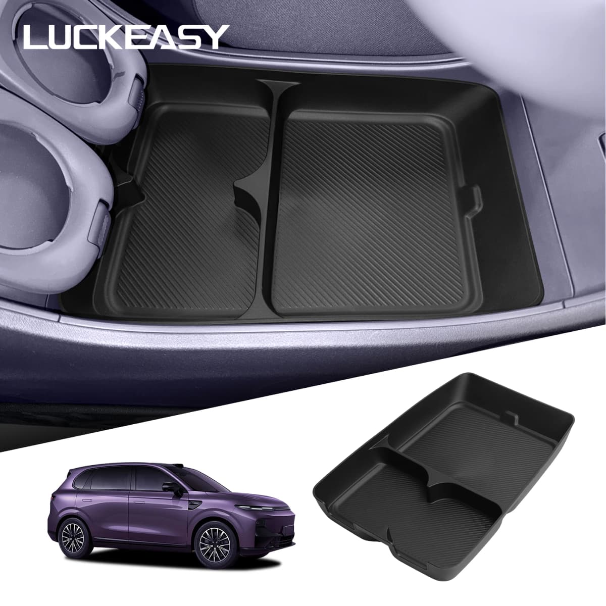 LUCKEASY for Leapmotor B10 2025-2026 Center Console Lower Layer Storage Box Interior Accessories Organizer Tidying Storage Case