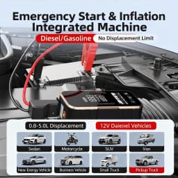 12V Car Jump Starter with Air Compressor - 2-in-1 Emergency Battery Booster, Tire Inflator & Portable Power Bank