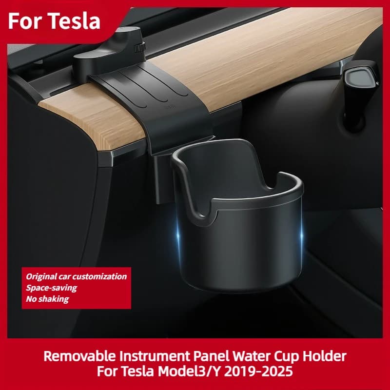 Dashboard Water Cup Holder for Tesla Model Y YL Juniper 2025+ Model 3 Highland 19-26, Car Instrument Panel Tidying Phone Holder