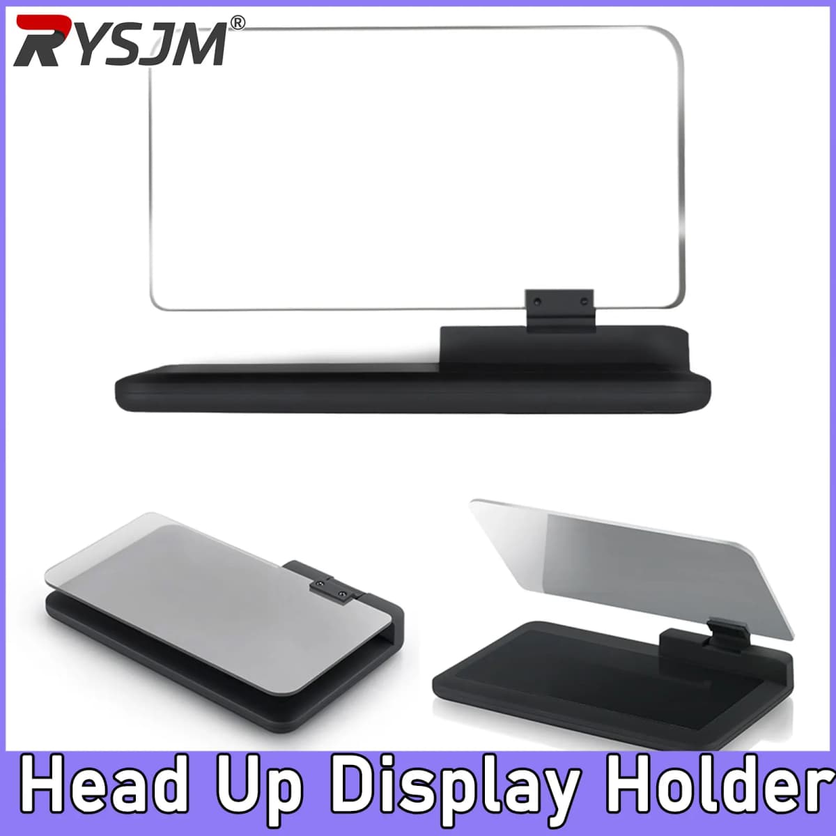 Windshield Screen Projector Smart Phone Holder Display Head Up Display Reusable Car Mobile Phone Holder + HD Image Reflection