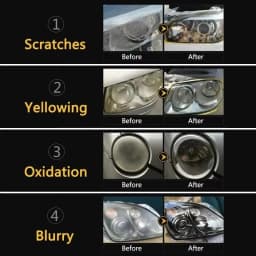 DIY Car Headlight Restoration Kit, Remove Oxidation Yellowing Scratches, Lens Polishing Renew Brightening Tools for Auto Headlam