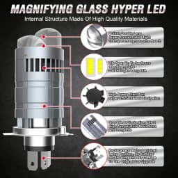 H4 LED Projection Lens Bulbs 800000LM Super Bright With Fan Plug And Play H4 Led Car Motorcycle Headlight CANBUS Auto Lamps 12V