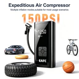 EAFC Wireless Car Tire Inflator Portable Air Compressor, 150PSI Electric Auto Tire Pump with Digital Pressure Gauge, Auto Shut Off, LED Flashlight, Air Pump for Car Motorcycle Bike Ball