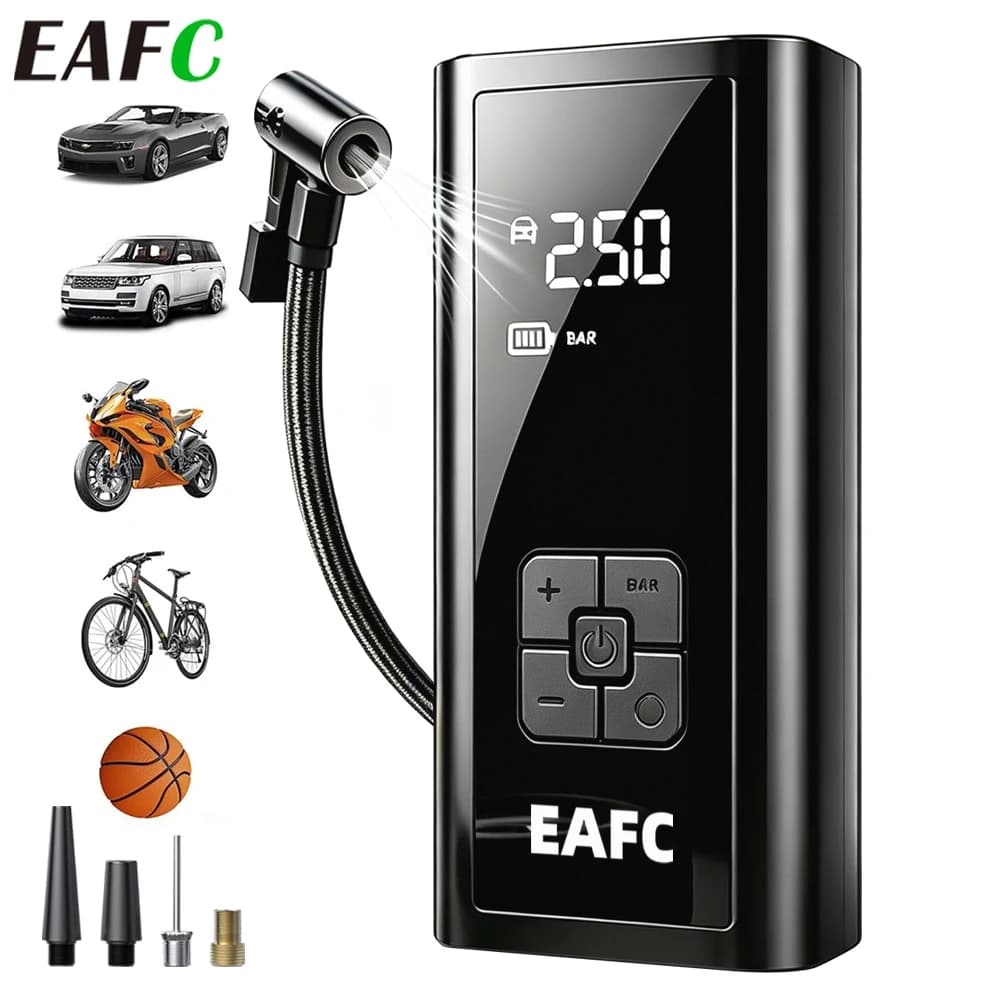 EAFC Wireless Car Tire Inflator Portable Air Compressor, 150PSI Electric Auto Tire Pump with Digital Pressure Gauge, Auto Shut Off, LED Flashlight, Air Pump for Car Motorcycle Bike Ball