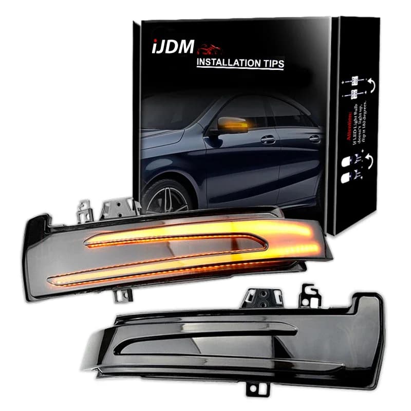 iJDM Dynamic Amber Turn Signal LED Light Side Mirror Indicator for Mercedes Benz W204 CLA A B C E S GLA GLK CLS Class W176 W212