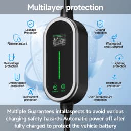 AFYEEV Type 2 Portable EV Charger 7.2KW 32A 1Phase Wallbox Type1 GB/T EVSE Charging Cable CEE Plug WiFi APP Bluetooth Control