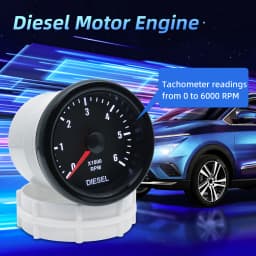 52mm Car Tachometer Gauge 0-6000 RPM Tacho Meter With White Backlight For 1-20 Cylindera For Diesel Engine Car 12V Customized