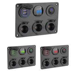 12V Dual USB Charger Cigarette Lighter Plug Socket Power Outlet LED Voltmeter Toggle Switch Multi Panel for Car Marine RV 4.2A
