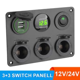 12V Dual USB Charger Cigarette Lighter Plug Socket Power Outlet LED Voltmeter Toggle Switch Multi Panel for Car Marine RV 4.2A