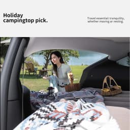 YZ For Tesla Model Y Juniper PVC 2021-2025 Inflatable Mattress Outdoor Camping Inflatable Special Suede Fabric Car Travel Bed