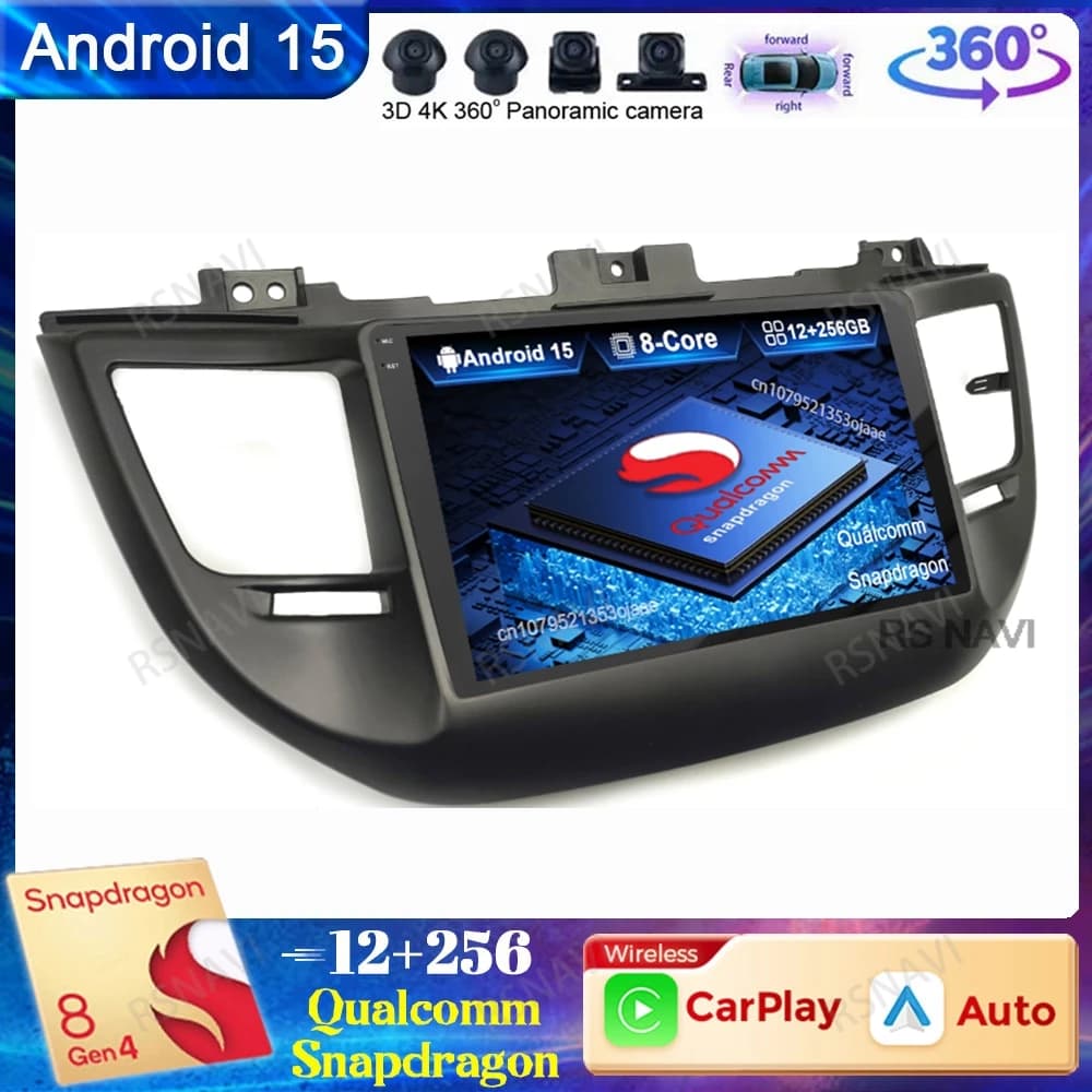 Android 15 Car Radio For Hyundai Tucson IX35 3 2015 2016 2017 2018 Multimedia Wireless Carplay Auto Qualcomm QLED Navigation DSP
