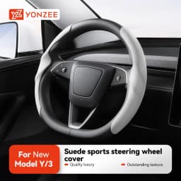 YZ For Tesla Model 3 Y Highland Juniper Suede Car Steering Wheel Cover DIY Hand Sewing Soft Leather Braiding Cover For Auto Stee