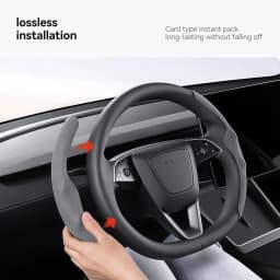 YZ For Tesla Model 3 Y Highland Juniper Suede Car Steering Wheel Cover DIY Hand Sewing Soft Leather Braiding Cover For Auto Stee