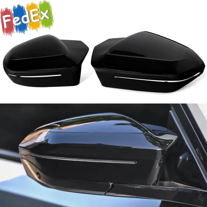 M Style Front Side Mirror Covers Cap Fits BMW I5 G60 G68 G70 2023 2024 2025 Rearview Mirror Shell Gloss Black Left Hand Drive
