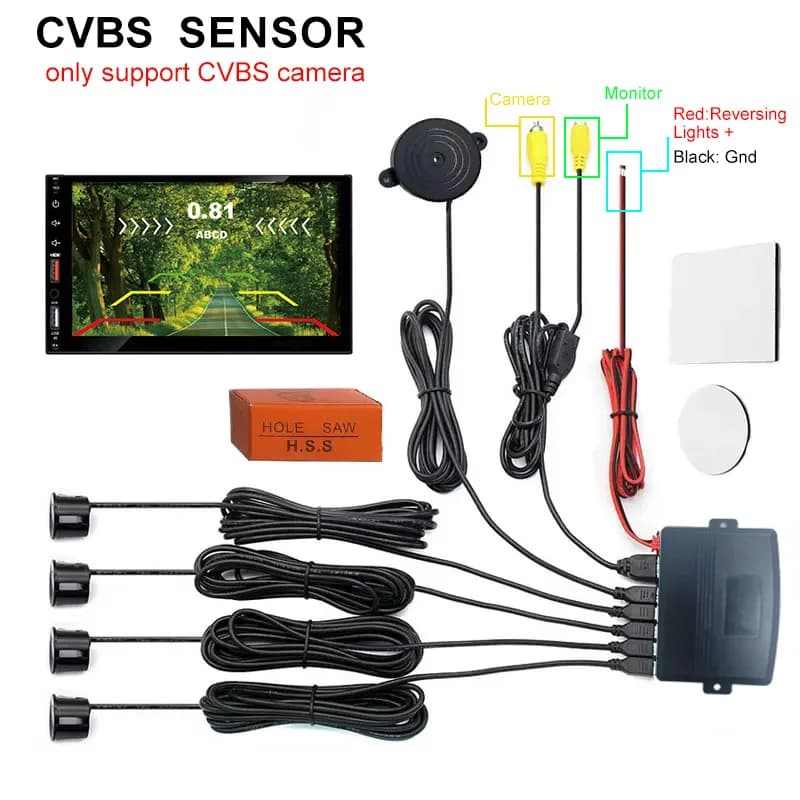 CVBS Video Parking Assistance System | Digital Display Monitor with Radar Detection & Visual Alerts