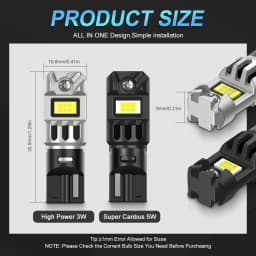 2x T10 LED W5W 5W Car Side Interior Lights 12V Super Bright Bulb 5530 Chips 194 168 Auto White 6000K Parking Marker Dome Lamps