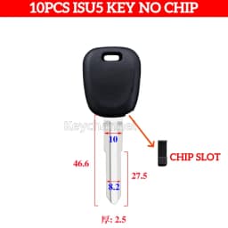keychannel 10PCS ISU5 Car Key Blade Chip Key Case X275 Key B113 Spare Key Without Transponder for ISUZU NPR GMC Tiltmaster W7