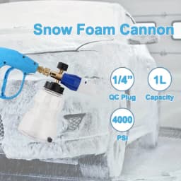 High Pressure Washer PA Foam Cannon, 1/4" Quick Connect Adjustable Nozzle Transparent Bottle for Car Wash Cleaning