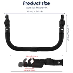 Stroller Bumper Bar Adjustable Angle Replacement Armrest Detachable Handlebar Crossbar Stroller Accessory with Smooth Leather