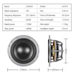 High Quality 6.5 Inch Car Speaker 400W HiFi Car Audio Stereo Lossless Modification Tweeter Mid-Woofer Subwoofer Dynaudio372 OEM
