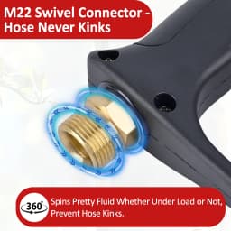 Pressure Washer Spray Water Gun MV925 Max 310 Bar, M22-14mm Inlet Swivel & 1/4" Quick Connector for Car Wash, Car Detailing