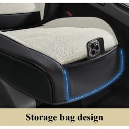 Universal Front Seat Bottom Cushion Cover, Breathable Linen All-Season Easy-Care, Storage Pocket for Phone & Items