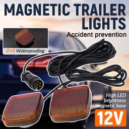 12V Magnetic LED Trailer Light Kit Universal Rear Towing Trailer Tail Light Waterproof EU 7-Pin Trailer Brake Turn Signal Lamps