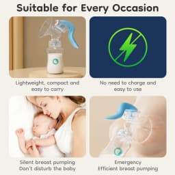 Manual Breast Pump Food Grade Silicone BPA-Free Portable Breastfeeding Milk Extractor With Soft Cushion&Gentle Suction MB7