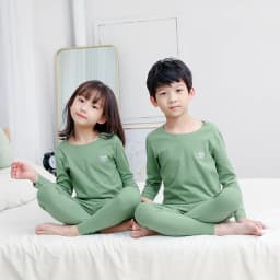 2-Piece Children's Autumn and Winter Solid Color Autumn Clothes and Trousers Suit Boys and Girls Comfortable Thermal Underwear