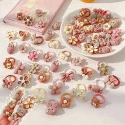 50PCS to 10PCS Lot Cute Cartoon Rabbit Hair Band Girls Elastic Hair bands Headwear Kids Hair Accessories Hairwear Mixed Style