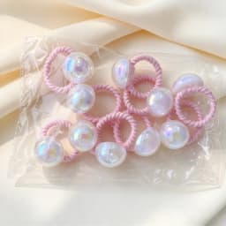 10/20/30PCS Children Girls Pearl Hair Ties Heart Star Shaped Elastic Stretchy Hair Bands for Toddler Kids Girls Ponytail Holder