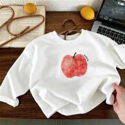Banana Apple Tees Baby Boys Girls Long Sleeve T Shirts Lovely Round Neck Base Shirt Pure Cotton Wear Casual Fashion Pullovers