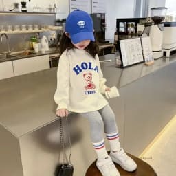 Autumn Children's Fashionable Sports Set Baby Girl Sweater + Leggings Two-piece Sets Girl Toddler Cartoon Alphabet Clothing