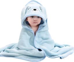 Baby Hooded Towel 31x31 in - Organic Cotton Bath Set, Quick Dry & Absorbent with Animal Design (Baby Shower Gift, 1-Piece Set)
