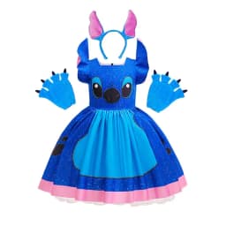 Cartoon Cute Movie Stittch Dress for Girls Role Playing Costume Stage Performance Halloween Carnival Children's Dress Up Gifts